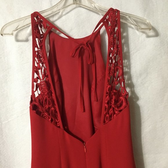 LAUNDRY BY SHELLI SEGAL Womens Long Red Party Dress Evening Gown-Size 4 - Picture 3 of 5